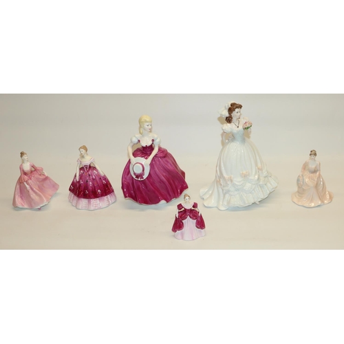 491 - Coalport figures, including 'For Your Wedding, 1992', H22cm, and Ladies of Fashion 'Amanda', H20cm, ... 