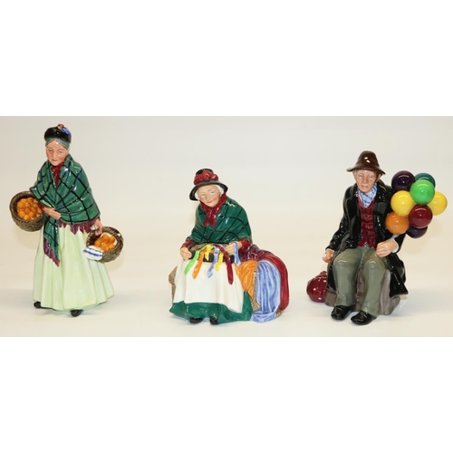 403 - Three Royal Doulton figures: 'The Orange Lady' HN1953, 'Silk and Ribbons' HN 2017, and 'The Balloon ... 