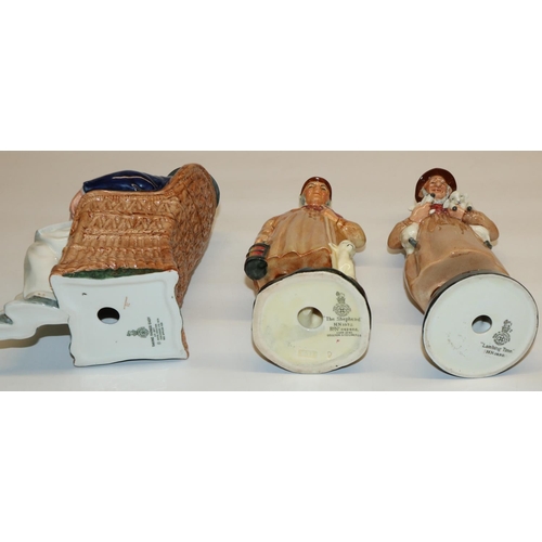 405 - Three Royal Doulton figures: 'Taking Things Easy' HN 2677,  'Lambing Time' HN 1890, and 'The Shepher... 