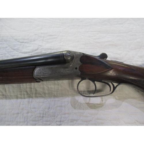 853 - Merkel 12 bore side by side ejector shotgun with 28 inch barrels and 14 1/2 inch pistol grip stock, ... 