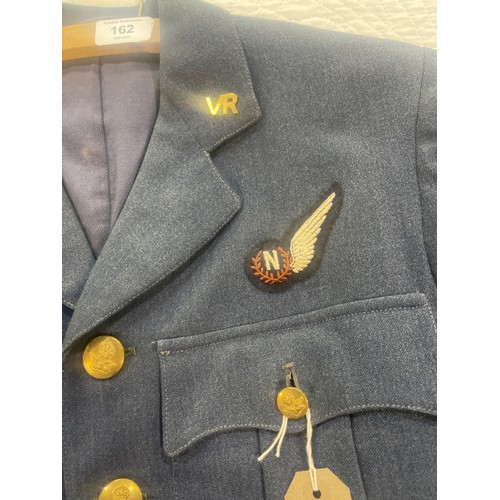 162 - Mid C20th RAF service dress jacket with Navigators chest patch and Volunteer Reserve lapel tabs