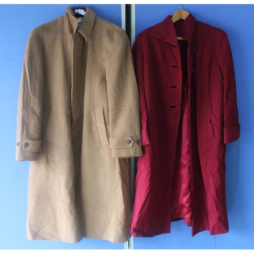 341 - Pair of ladies coats, one cashmere, wool and polyester full length coat, size M, the other full leng... 