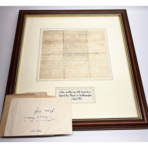 361 - Titanic - Letter written by Wilf Seward (Chief Pantry Steward) on board the Titanic in Southampton 1... 