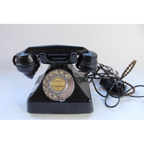 355 - Bakelite black telephone 232, 1941 converted to modern exchange