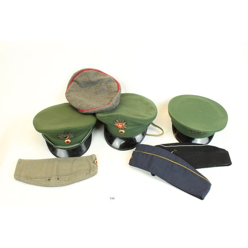 196 - Selection of post-1950 German peak caps, forage caps and a beret (7)