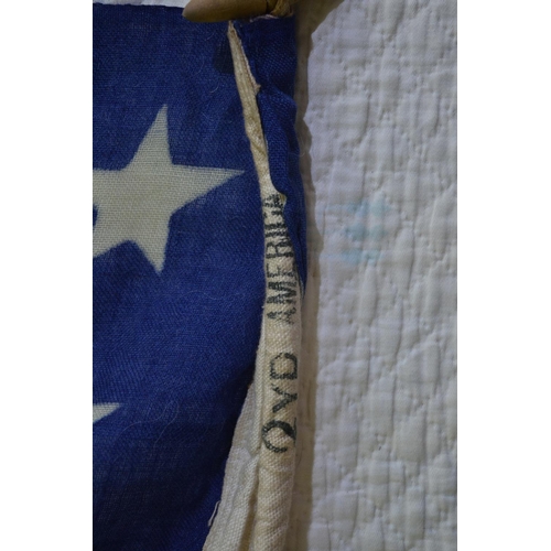 363 - Pre-1959 US flag with 48 stars with wood peg and halyard. Size: Approx 177x100cm