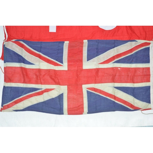 364 - British Union and Training Ship flags. Union flag approx 173x84cm. TS flag approx 192x121cm.