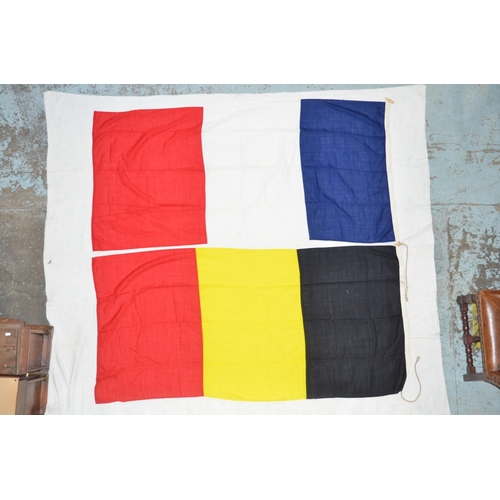 365 - Large Belgian and French cotton flags, both approx 185x88cm