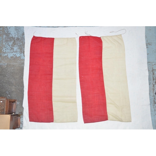 368 - 3 Polish linen flags. 2 large and one slightly smaller. Large flags approx 164x90cm. Smaller flag ap... 