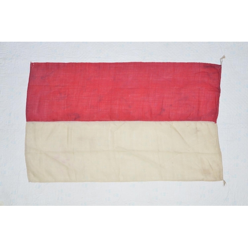 368 - 3 Polish linen flags. 2 large and one slightly smaller. Large flags approx 164x90cm. Smaller flag ap... 