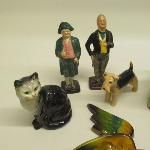 555 - Beswick black cat, Beswick dog, 2 ceramic Pink Panthers, 2 Lancaster Sandland figures, 2 Dogs of Fo,... 