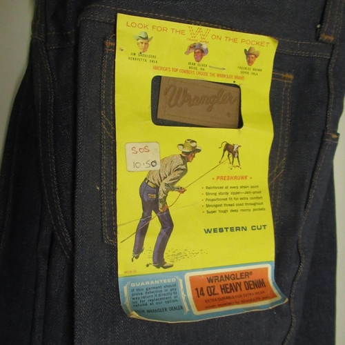 563 - Pair of 1970's as new Wrangler blue denim Jeans, with tag, size 38 waist 38 inseam 34