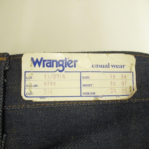 563 - Pair of 1970's as new Wrangler blue denim Jeans, with tag, size 38 waist 38 inseam 34