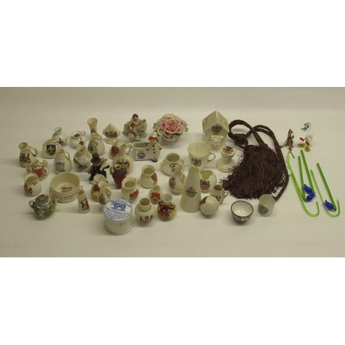 567 - Brass oiler, Coronation ware, Arcadian ware, Florentine China, and other mixed ceramics