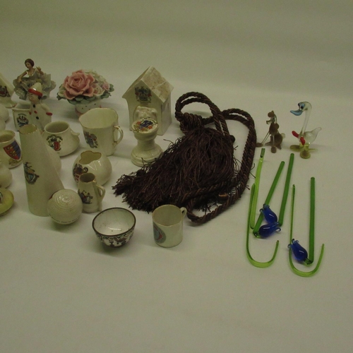 567 - Brass oiler, Coronation ware, Arcadian ware, Florentine China, and other mixed ceramics