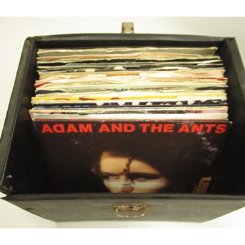 154 - LP and 45rpm carry cases containing Iron Maiden, Adam and the Ants, Magnum, David Lee Roth, etc. (qt... 