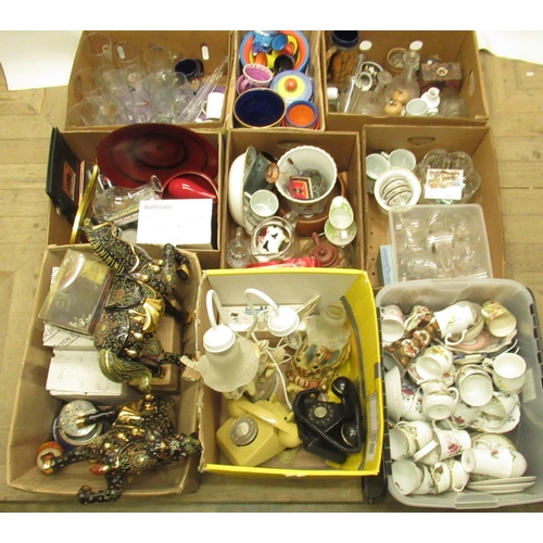 158 - Large mixed collection of ceramics, glass, etc.  (9 boxes)