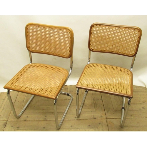 162 - Set of for 1970s/80s Ceska chairs, bent chrome frames with beech framed bergère seats and backs (4)