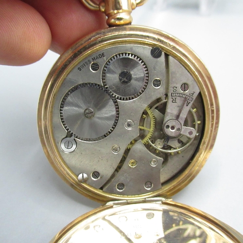 72 - Kay's Keyless 'Triumph' early C20th rolled gold keyless hunter cased pocket watch, with signed white... 