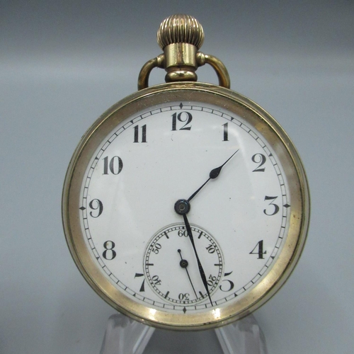 87 - Elgin early C20th rolled gold hunter cased keyless wound and set pocket watch, keystone watch case s... 