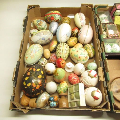 434 - Collection of Chinese hand-painted eggs, wood, tin and ceramic eggs, etc. (2 boxes)