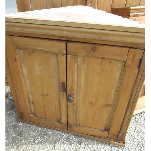 358 - Vintage pine furniture - two door cupboard, two door corner cupboard and a three tier wall shelf, W1... 