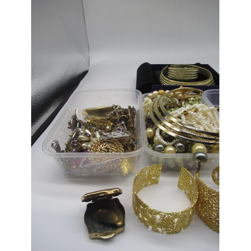 46 - Large collection of costume jewellery including earrings, brooches, necklaces, synthetic pearls etc.