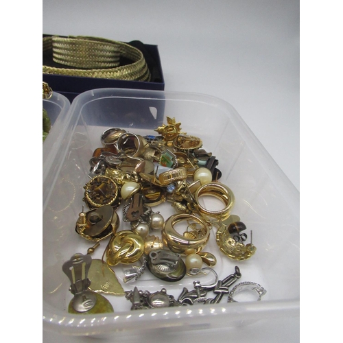 46 - Large collection of costume jewellery including earrings, brooches, necklaces, synthetic pearls etc.