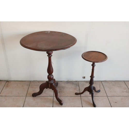 1234 - Mahogany occasional table on turned column and tripod base H73cm and another (2)