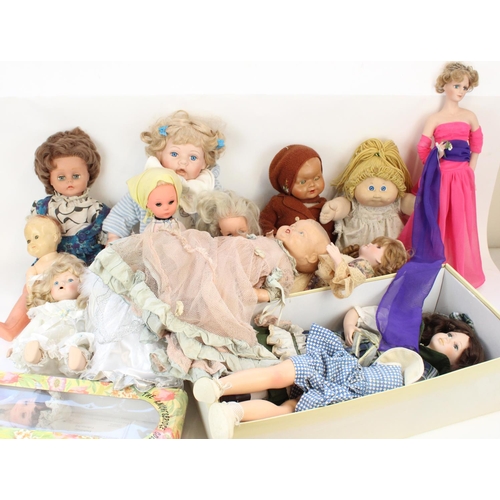 1242 - Collection of C20th dolls incl. British c1950s doll with velveteen type face (2 boxes)