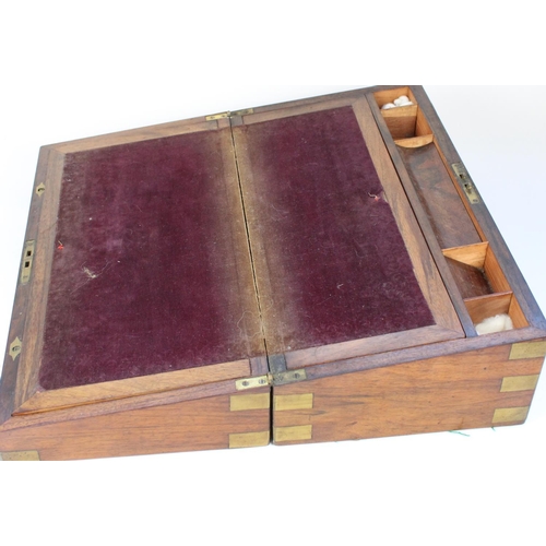 1277 - C19th brass bound rosewood writing slope with fitted interior, W50cm