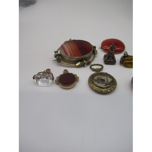 45 - Collection of Victorian and later jewellery including yellow metal mourning pendant set with lock of... 