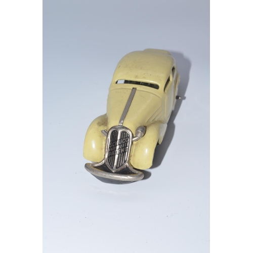 1287 - Schuco Mirako 1001 post war tin plate clockwork car model with working mechanism, no key, very good ... 