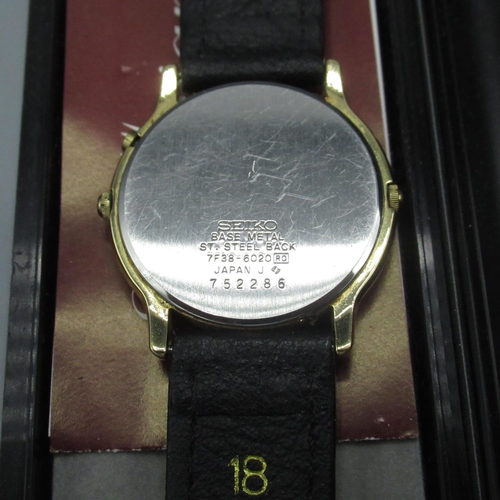100 - Sekio quartz wristwatch signed champagne dial with day, date and moon phase, snap on stainless steel... 