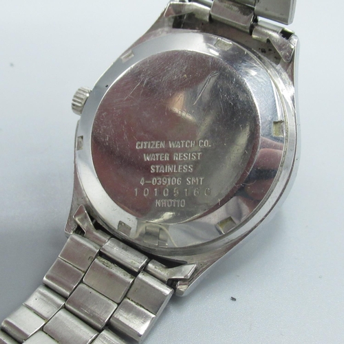 103 - JDM Citizen automatic wristwatch with English/Kanji day and date, signed silvered dial with applied ... 