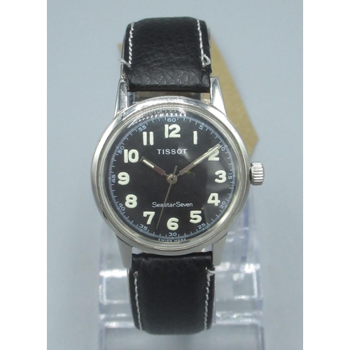 106 - Tissot Seastar Seven hand wound military style wristwatch, with signed dial, centre seconds, screw o... 