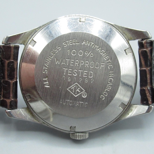 108 - Helbros automatic wristwatch, signed silvered dial with applied Arabic and baton indices, central se... 