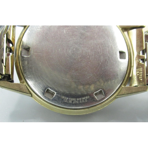 117 - Elgin rolled gold hand wound wristwatch, signed sunburst silvered dial with applied baton indices an... 