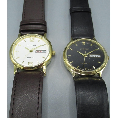 606 - JDM Citizen quartz wristwatch with English/Kanji day date, & similar Citizen quartz wristwatch with ... 