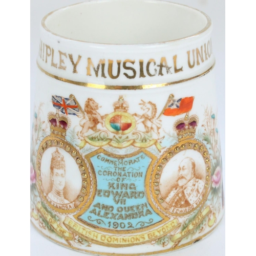 1342 - City of Leeds Edw. VII Coronation plate, Shipley Musical Union Edw. VII Coronation cup and a 1919 WW... 