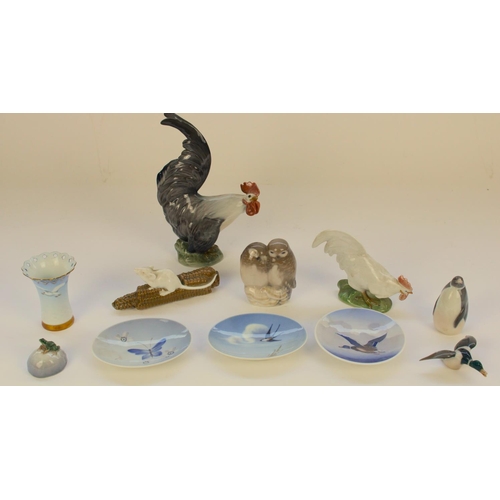 1346 - Collection of Royal Copenhagen porcelain animals, small dishes and a Bing and Grondahl seagull spill... 