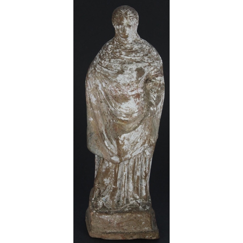 1350 - Greco-Roman hollow cast terracotta figure of a woman wearing a Stola, possibly of antiquity, the fig... 