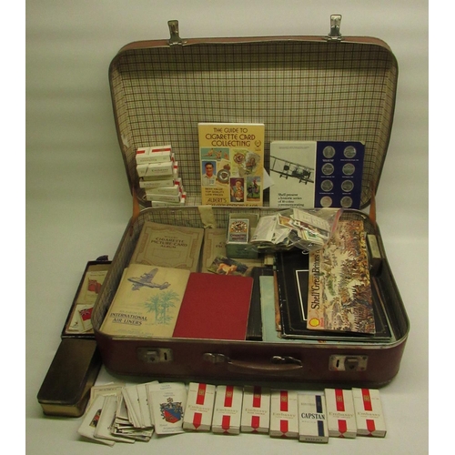 1433 - Collection of cigarette cards in folders and loose inc. Kenistas silks, in one suitcase