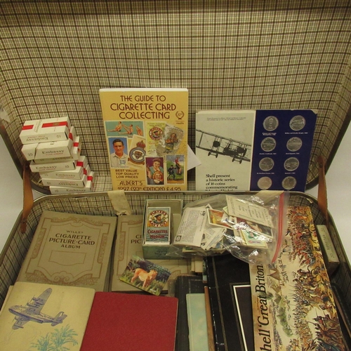 1433 - Collection of cigarette cards in folders and loose inc. Kenistas silks, in one suitcase