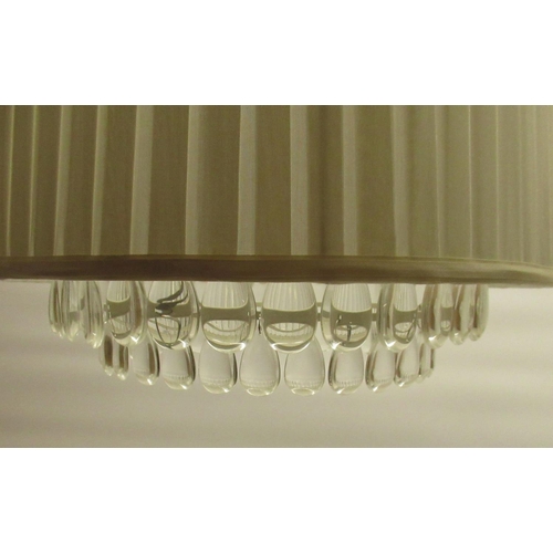 444 - Pair of ceiling light fittings with shades and faux glass drops