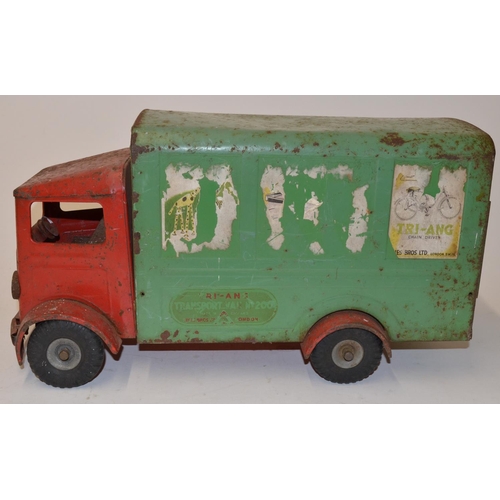 33 - Large vintage tri-ang tinplate metal lorry,  Vintage block puzzle, plywood jigsaw puzzle The Doomsda... 