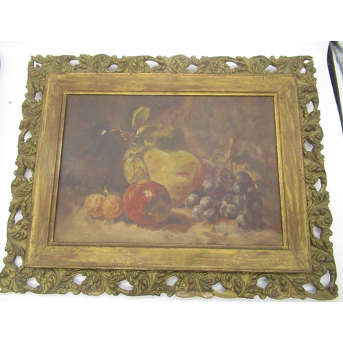 40 - C.C Massey (British C19th) Still life study scene of fruit and flowers, oil on canvas. signed and da... 