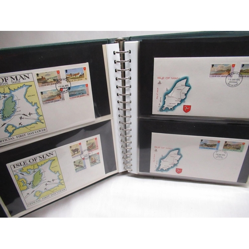 18 - Isle of Man FDC's 1973-79 in green cover album with outer slip case
