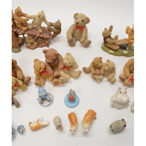 730 - Collection of Beau Bears and various other ceramic animals and bears, a boxed Seven Dwarfs set by Ma... 