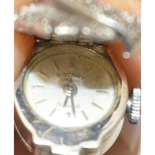 743 - Rotary ladies dress evening wristwatch with spring loaded dial cover, set with marcasite and a ladie... 